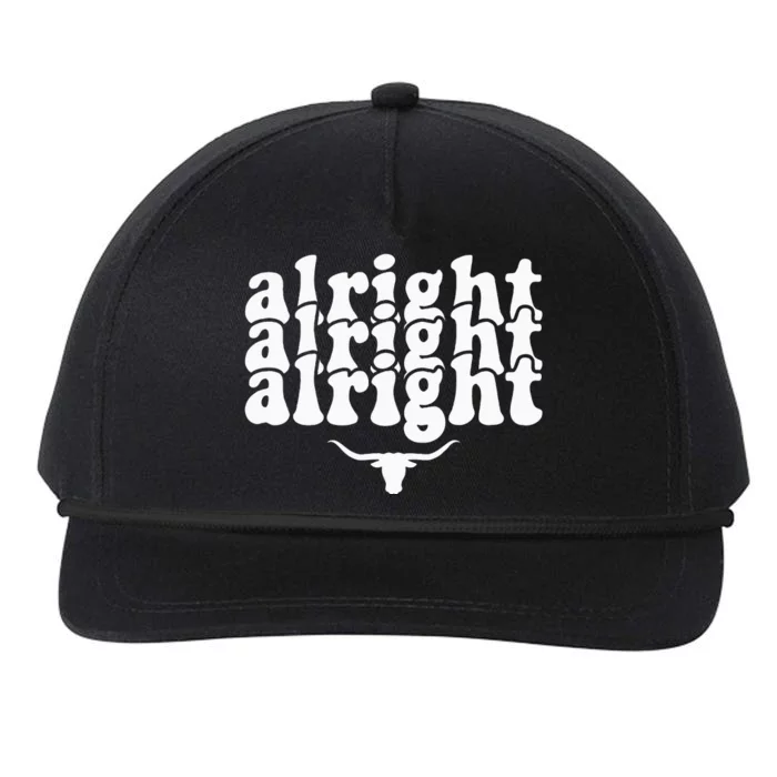 Alright Alright Alright Texas Pride State Usa Longhorn Bull Snapback Five-Panel Rope Hat