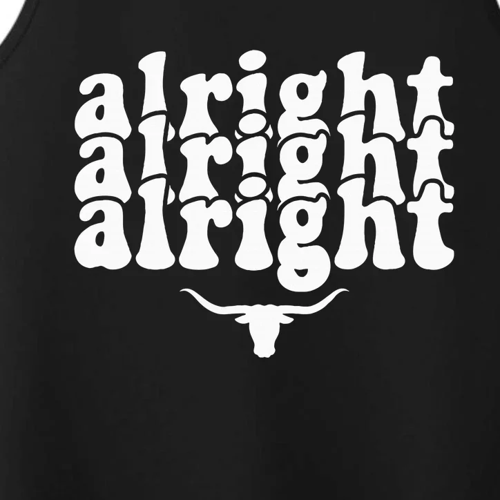 Alright Alright Alright Texas Pride State Usa Longhorn Bull Performance Tank