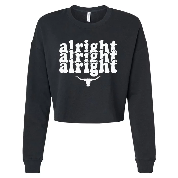 Alright Alright Alright Texas Pride State Usa Longhorn Bull Cropped Pullover Crew