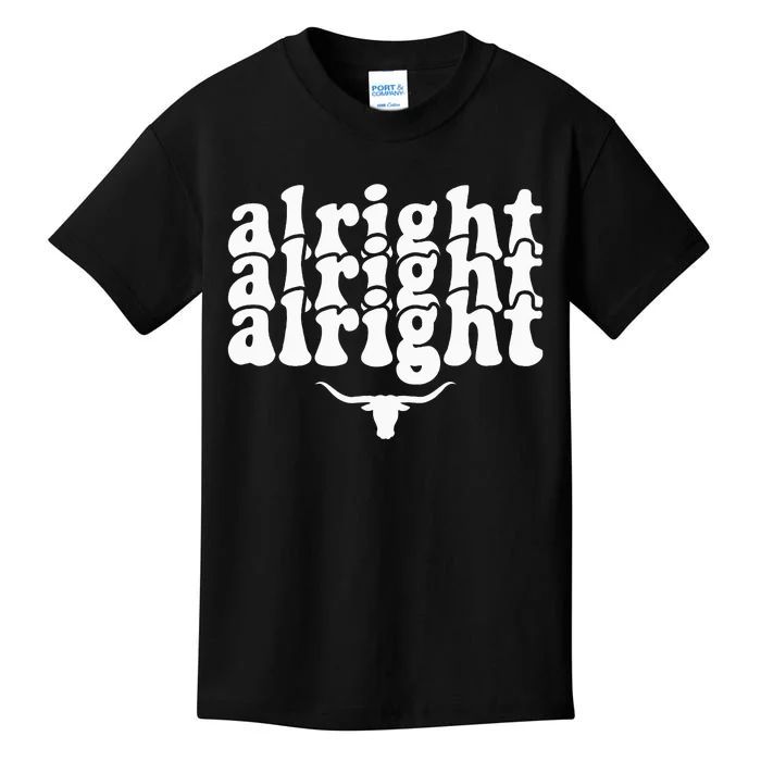 Alright Alright Alright Texas Pride State Usa Longhorn Bull Kids T-Shirt