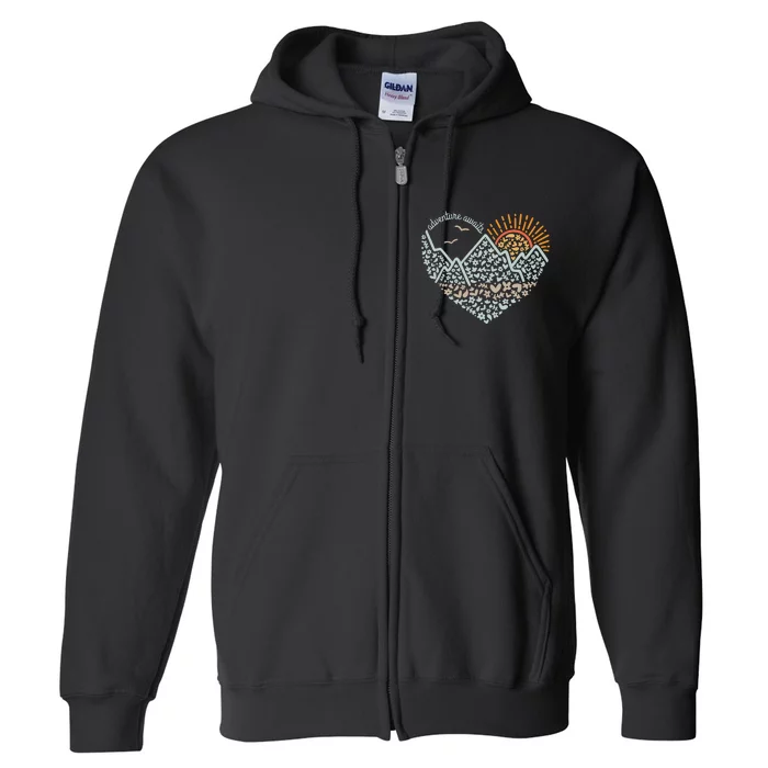 Adventure Awaits Adventure Camping Mountain Full Zip Hoodie