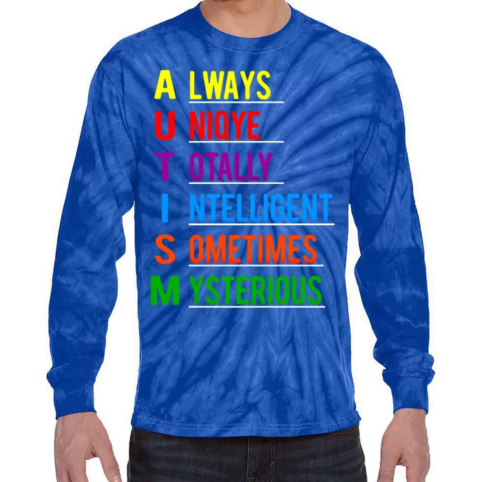 Autism Awareness Autism Acronym Gift Tie-Dye Long Sleeve Shirt