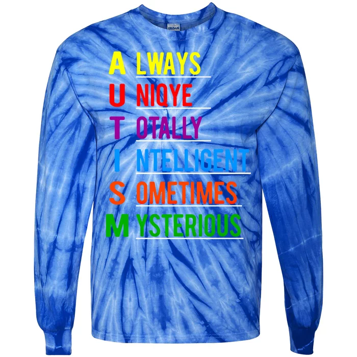 Autism Awareness Autism Acronym Gift Tie-Dye Long Sleeve Shirt