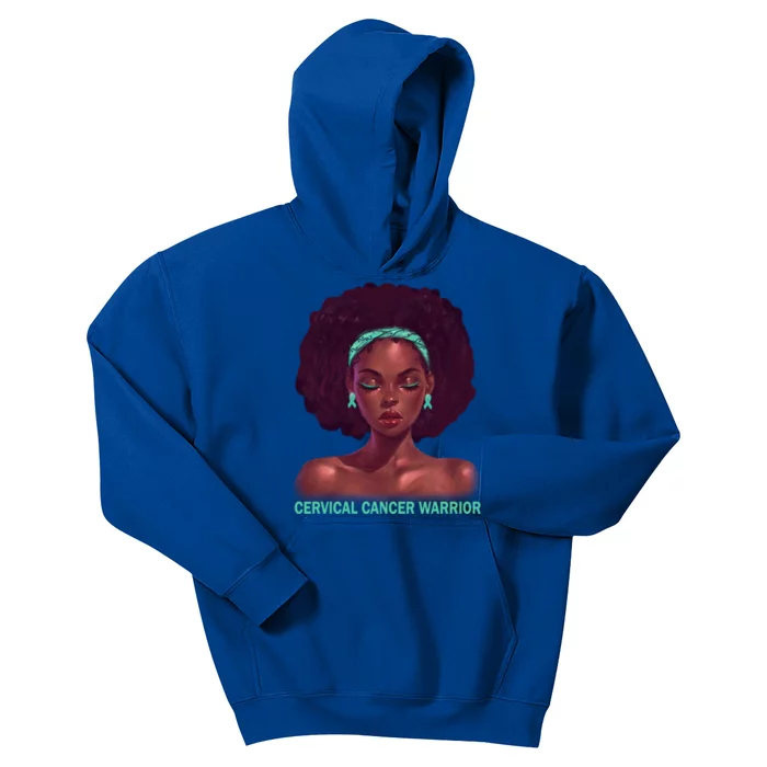 Afro African American Black Cervical Cancer Warrior Gift Kids Hoodie