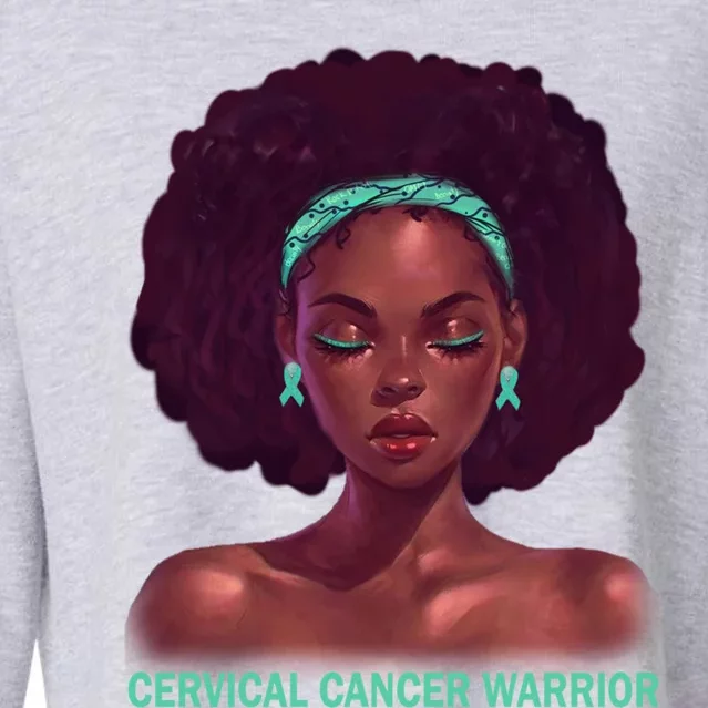 Afro African American Black Cervical Cancer Warrior Gift Cropped Pullover Crew