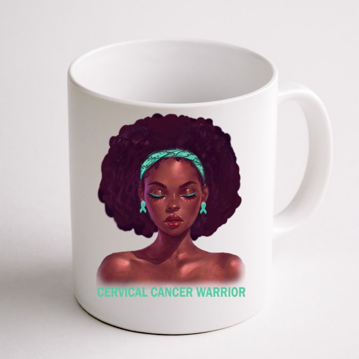 Afro African American Black Cervical Cancer Warrior Gift Front & Back Coffee Mug