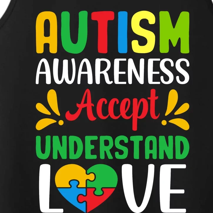 Autism Awareness Autism Advocacy Autism Slogan Puzzle Pieces Performance Tank