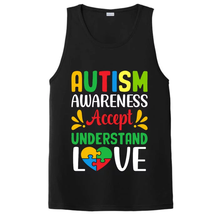 Autism Awareness Autism Advocacy Autism Slogan Puzzle Pieces Performance Tank