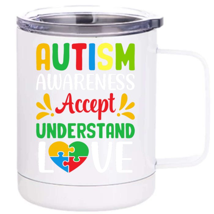 Autism Awareness Autism Advocacy Autism Slogan Puzzle Pieces Front & Back 12oz Stainless Steel Tumbler Cup