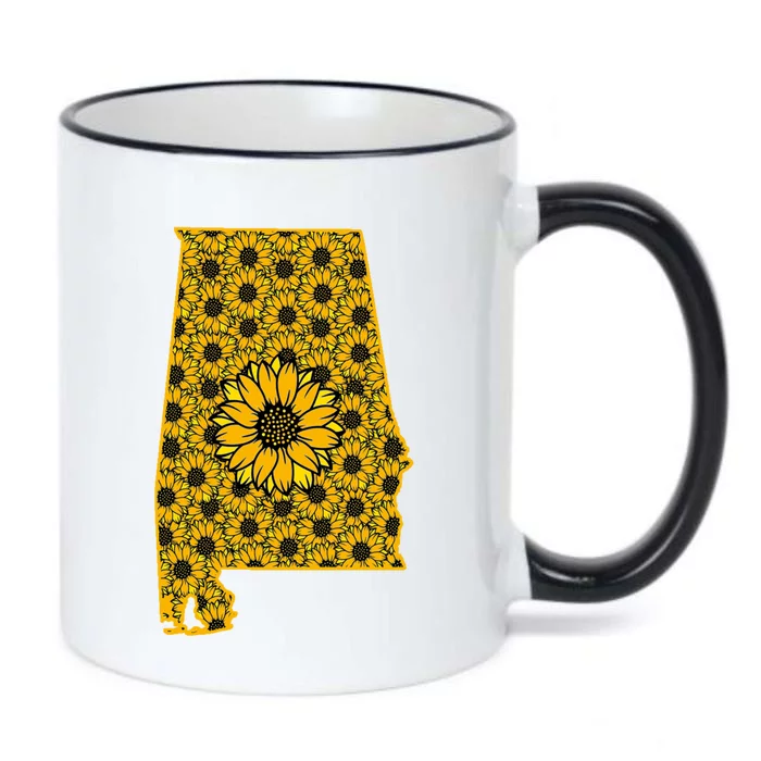 Alabama Al America State Summer Sunflower Flower Floral Art Gift Black Color Changing Mug