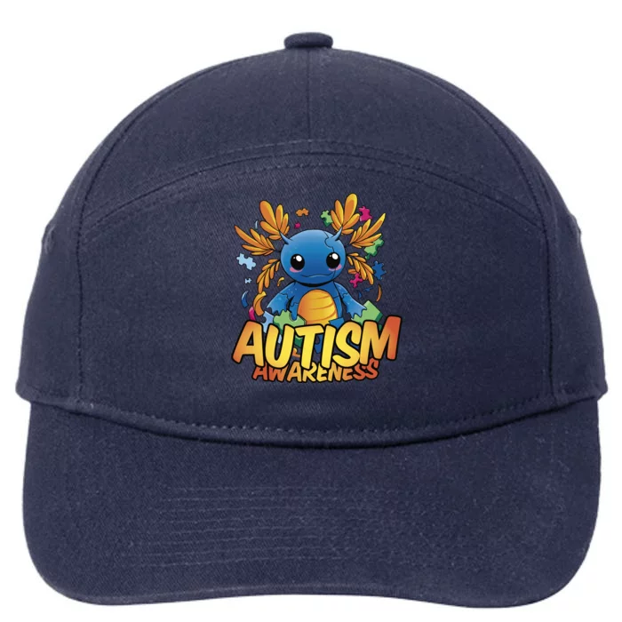 Axolotl Autism Awareness 7-Panel Snapback Hat