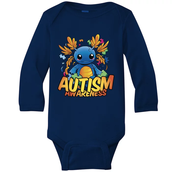 Axolotl Autism Awareness Baby Long Sleeve Bodysuit