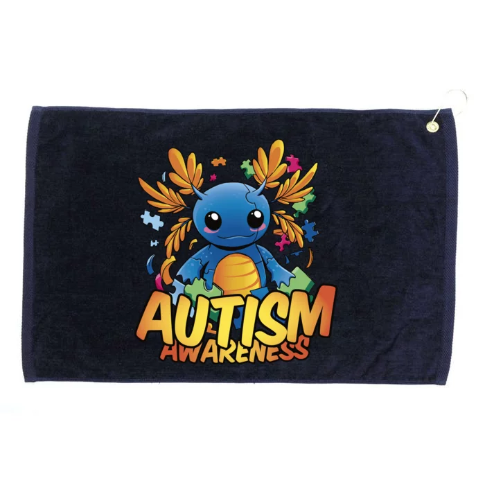 Axolotl Autism Awareness Grommeted Golf Towel