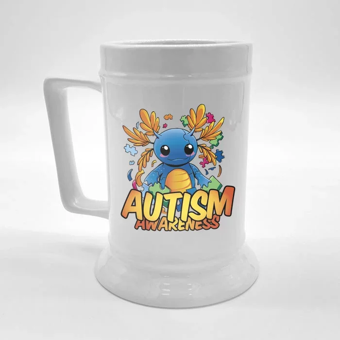 Axolotl Autism Awareness Front & Back Beer Stein