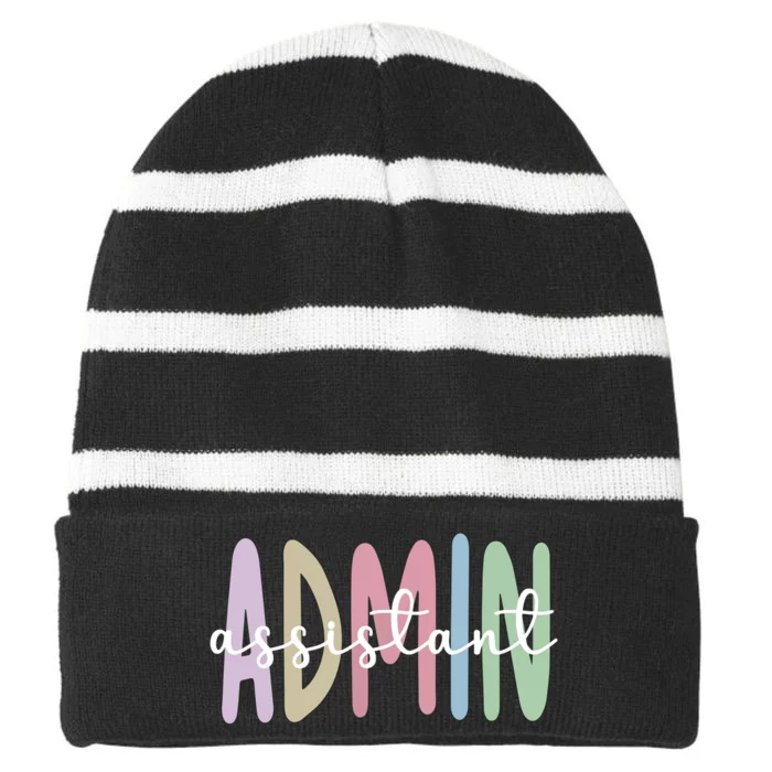 Admin Assistant Appreciation Administrative Assistant Striped Beanie with Solid Band