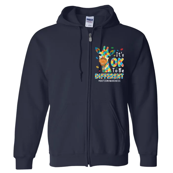 Autism Awareness Acceptance Wo Its Ok To Be Different Full Zip Hoodie