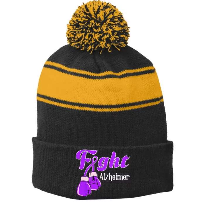 Alzheimer Awareness Alzheimer Alzheime Stripe Pom Pom Beanie