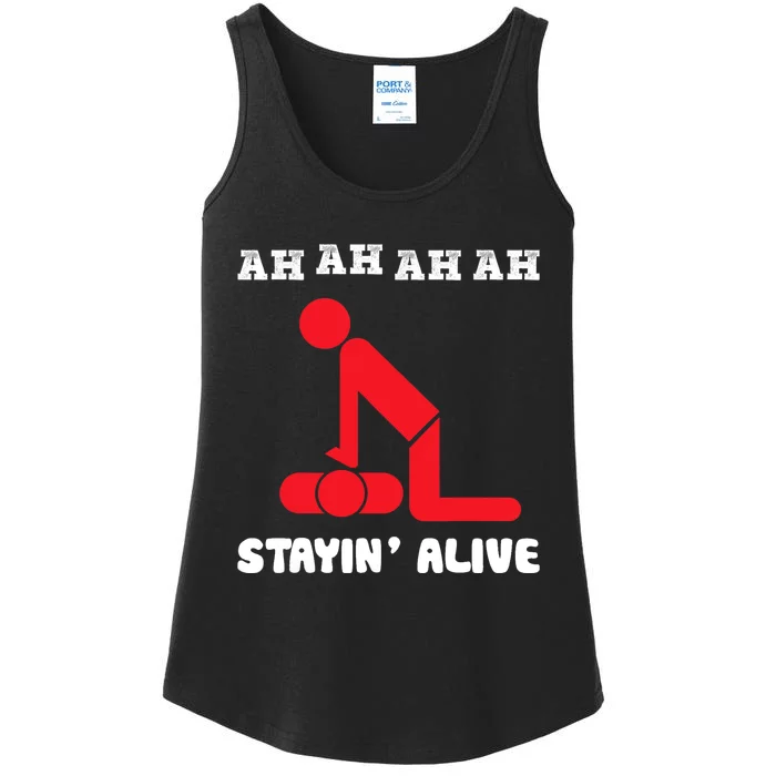 Ah Ah Ah Stayin Alive CPR Ladies Essential Tank