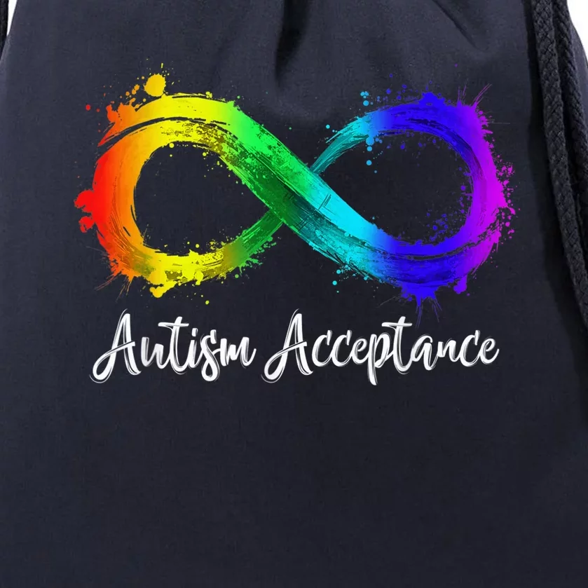 Autism Awareness Acceptance Rainbow Infinity Symbol Drawstring Bag