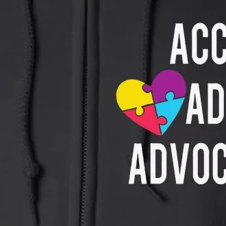 Autism Awareness Accept Adapt Advocate Autism Gift Full Zip Hoodie