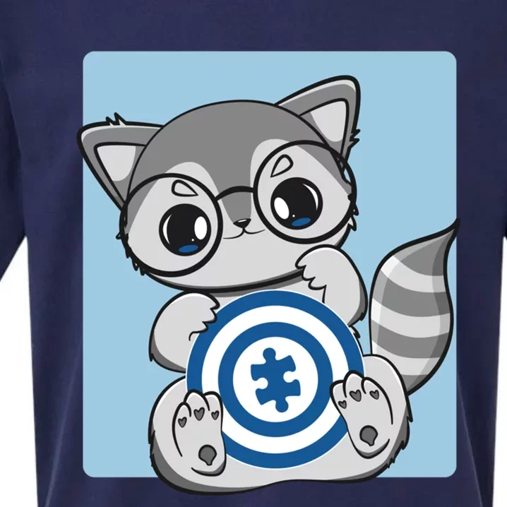 Autism Awareness Acceptance And Cute Anime Racoon Gift Sueded Cloud Jersey T-Shirt