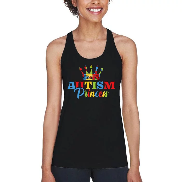 Autism Awareness Autism Princess support month Women's Racerback Tank