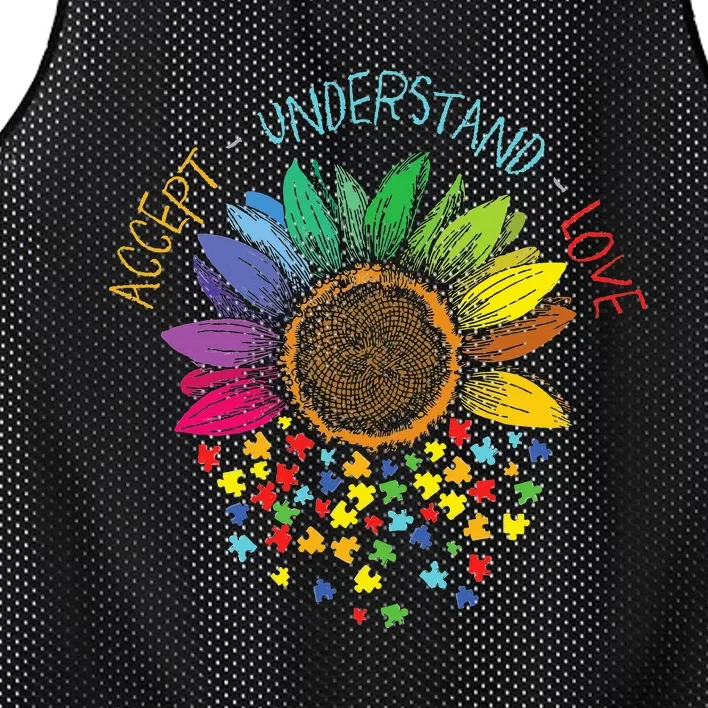 Autism Awareness Accept Understand Love ASD Rainbow Flower Mesh Reversible Basketball Jersey Tank