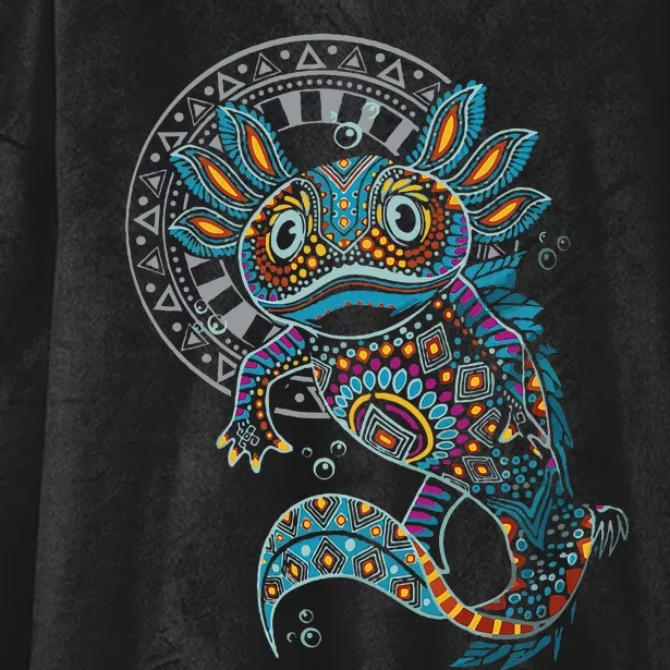 Axolotl Art Aztec Mexico Mexican Hooded Wearable Blanket