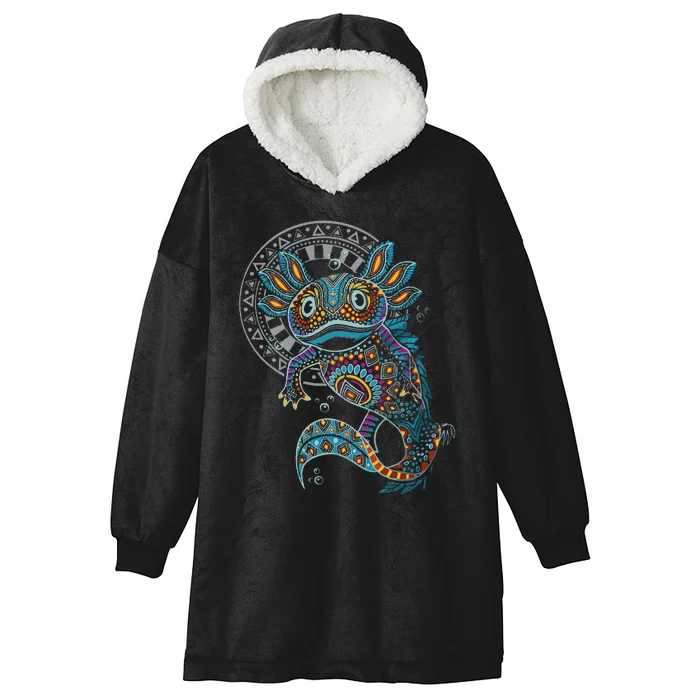 Axolotl Art Aztec Mexico Mexican Hooded Wearable Blanket