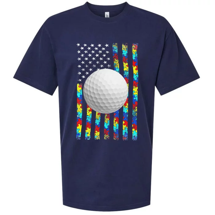 Autism Awareness American Flag Golf Sueded Cloud Jersey T-Shirt