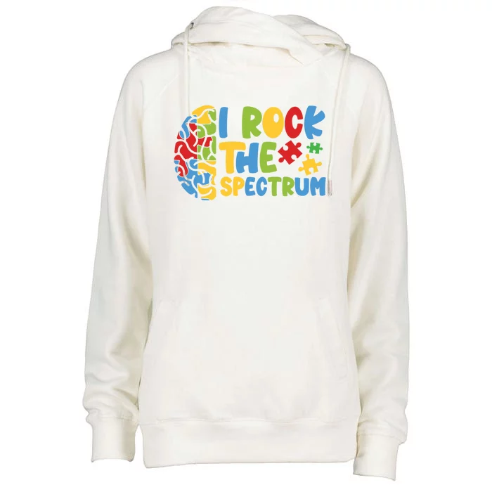 Autistic Autism Awareness I Rock The Spectrum Gift Womens Funnel Neck Pullover Hood