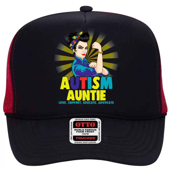 Aunt Auntie Autistic Autism Awareness Day Funny Gift High Crown Mesh Trucker Hat