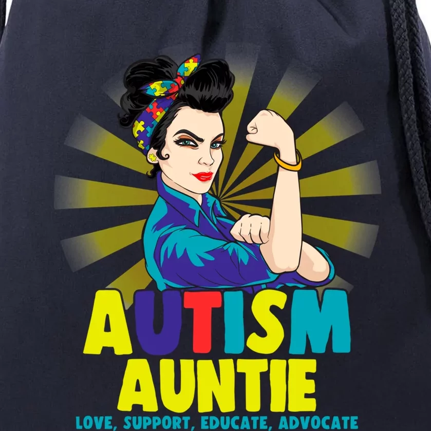 Aunt Auntie Autistic Autism Awareness Day Funny Gift Drawstring Bag