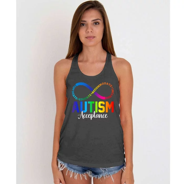 Autism Awareness Acceptance Infinity Symbol Women's Knotted Racerback Tank