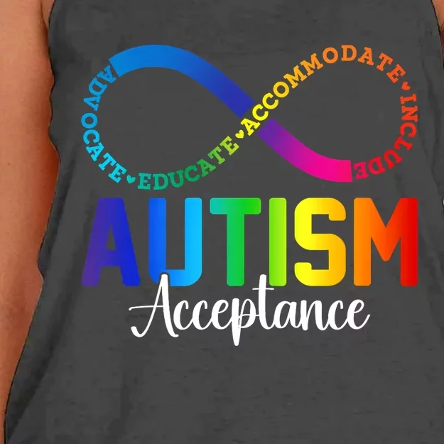 Autism Awareness Acceptance Infinity Symbol Women's Knotted Racerback Tank