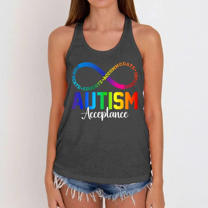 Autism Awareness Acceptance Infinity Symbol Women's Knotted Racerback Tank