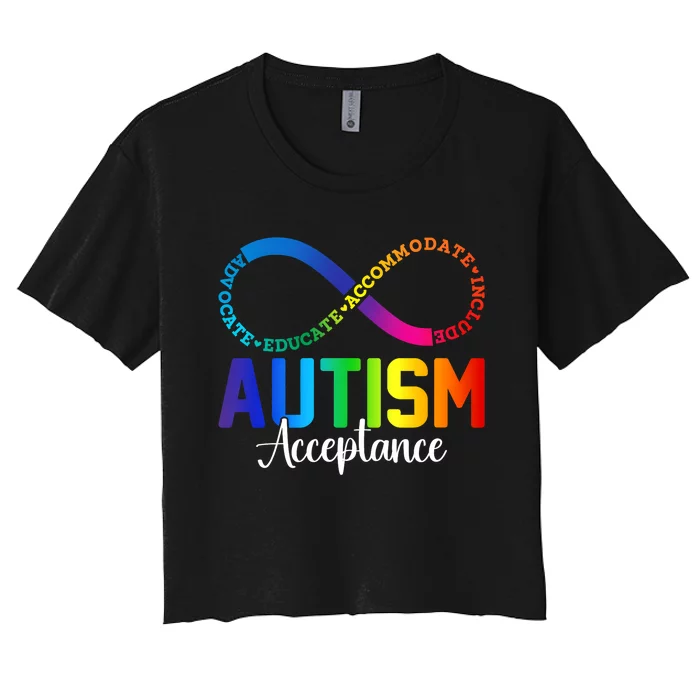 Autism Awareness Acceptance Infinity Symbol Women's Crop Top Tee