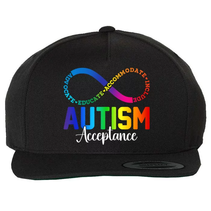 Autism Awareness Acceptance Infinity Symbol Wool Snapback Cap