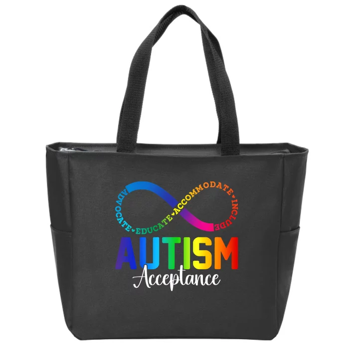 Autism Awareness Acceptance Infinity Symbol Zip Tote Bag