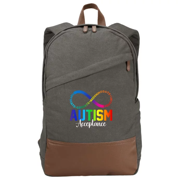 Autism Awareness Acceptance Infinity Symbol Cotton Canvas Backpack