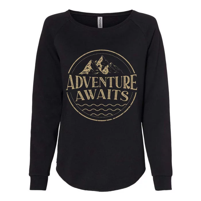 Adventure Awaits Adventure Camping Mountain Womens California Wash Sweatshirt