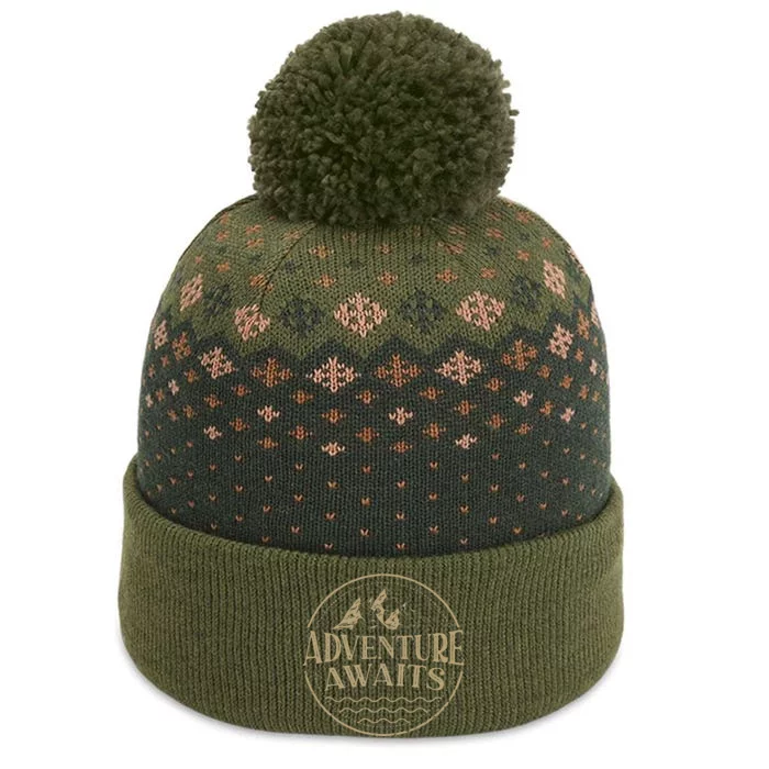 Adventure Awaits Adventure Camping Mountain The Baniff Cuffed Pom Beanie