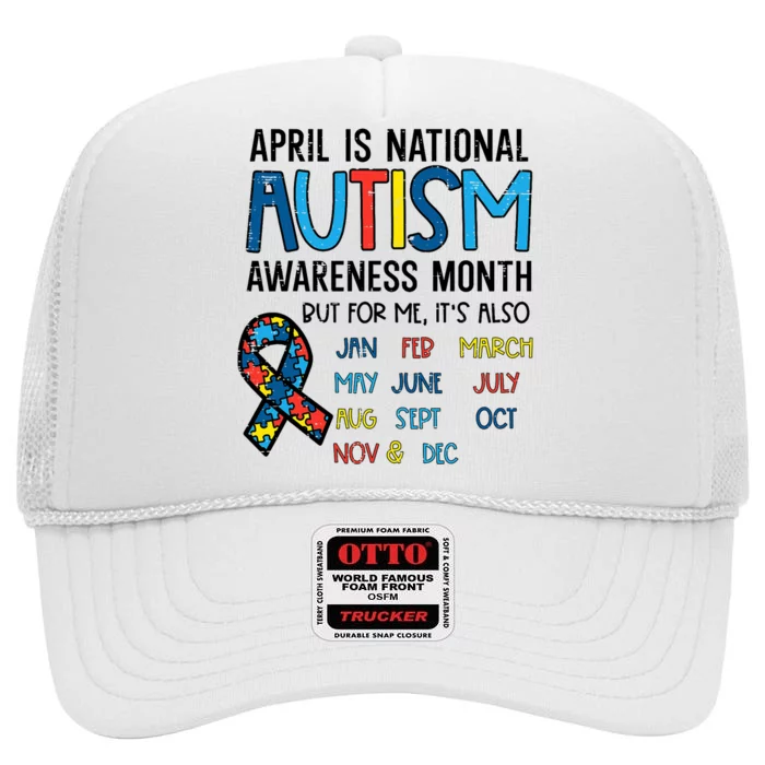 April Autism Awareness Month Acceptance High Crown Mesh Trucker Hat