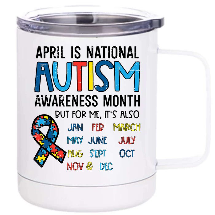 April Autism Awareness Month Acceptance Front & Back 12oz Stainless Steel Tumbler Cup