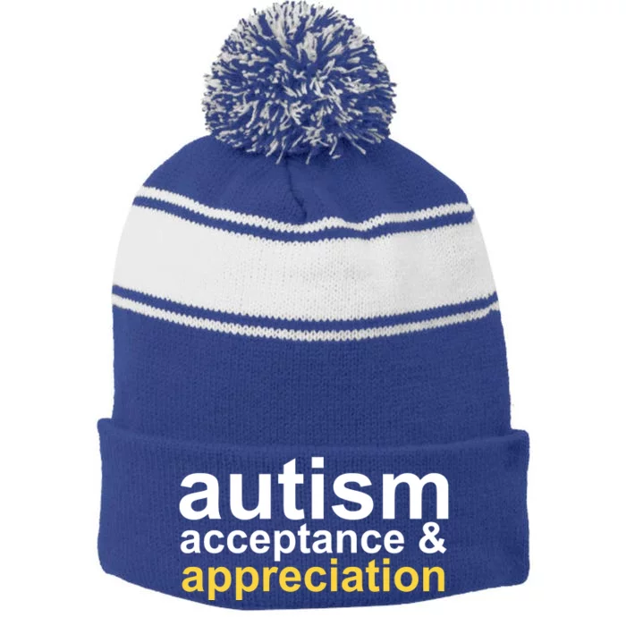 Autism Acceptance And Appreciation Stripe Pom Pom Beanie