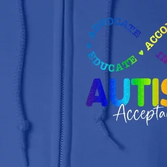 Autism Awareness Acceptance Infinity Symbol Full Zip Hoodie