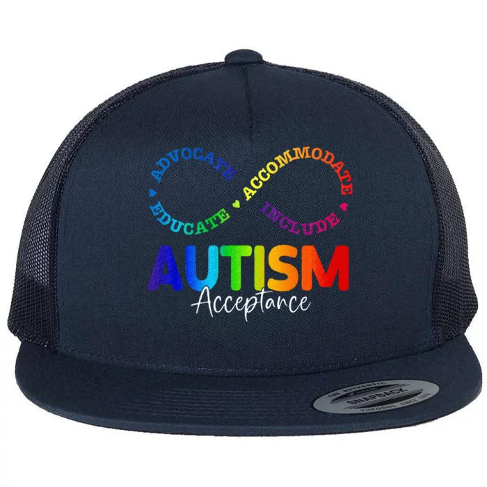 Autism Awareness Acceptance Infinity Symbol Flat Bill Trucker Hat