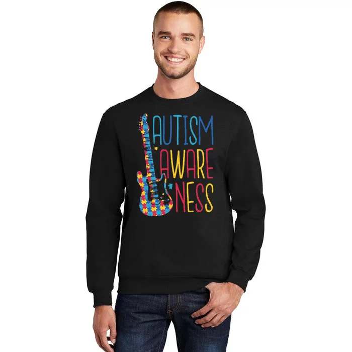 AUTISM AWARENESS AUTISTISM PUZZLE GUITAR DESIGN GIFTS Sweatshirt