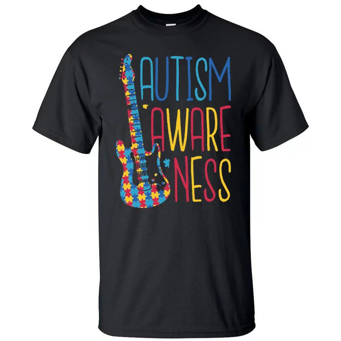 AUTISM AWARENESS AUTISTISM PUZZLE GUITAR DESIGN GIFTS Tall T-Shirt