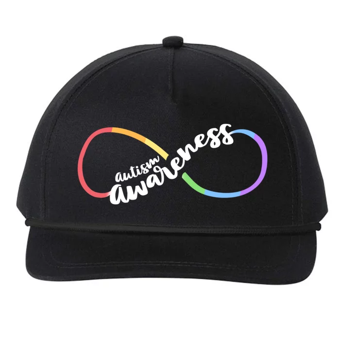 Autism Awareness Autistic Acceptance Rainbow Infinity Symbol Gift Snapback Five-Panel Rope Hat